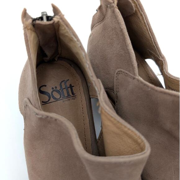 Söfft Catelyn Suede Peep-Toe Ankle Bootie Women's Stone Size US6M EU37 - Picture 10 of 10